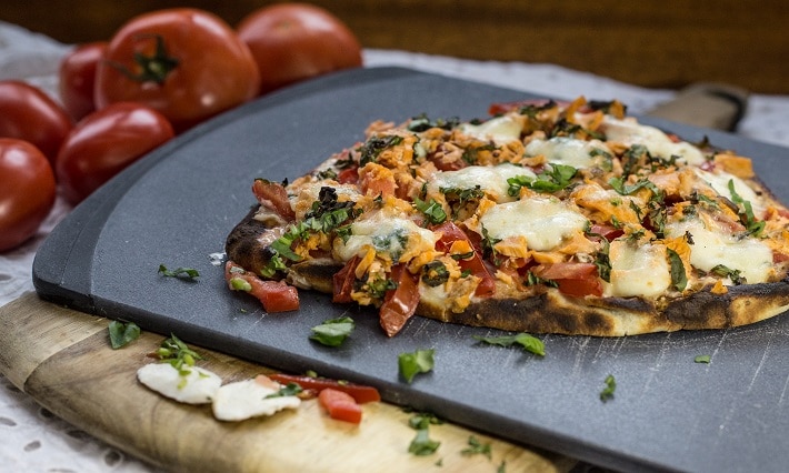 Tomato and Salmon Melt on Naan