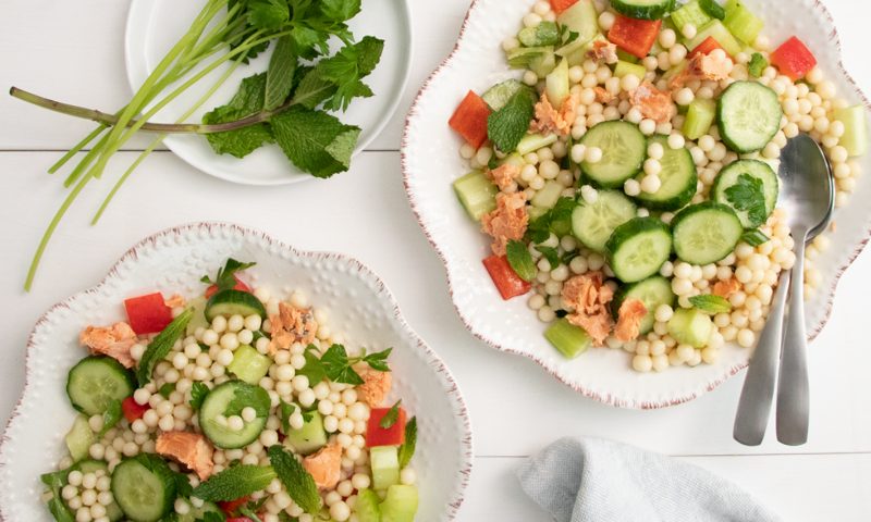 2 plated Salmon Couscous Salads