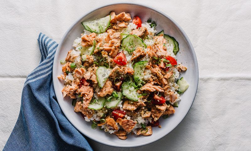 salmon rice bowl