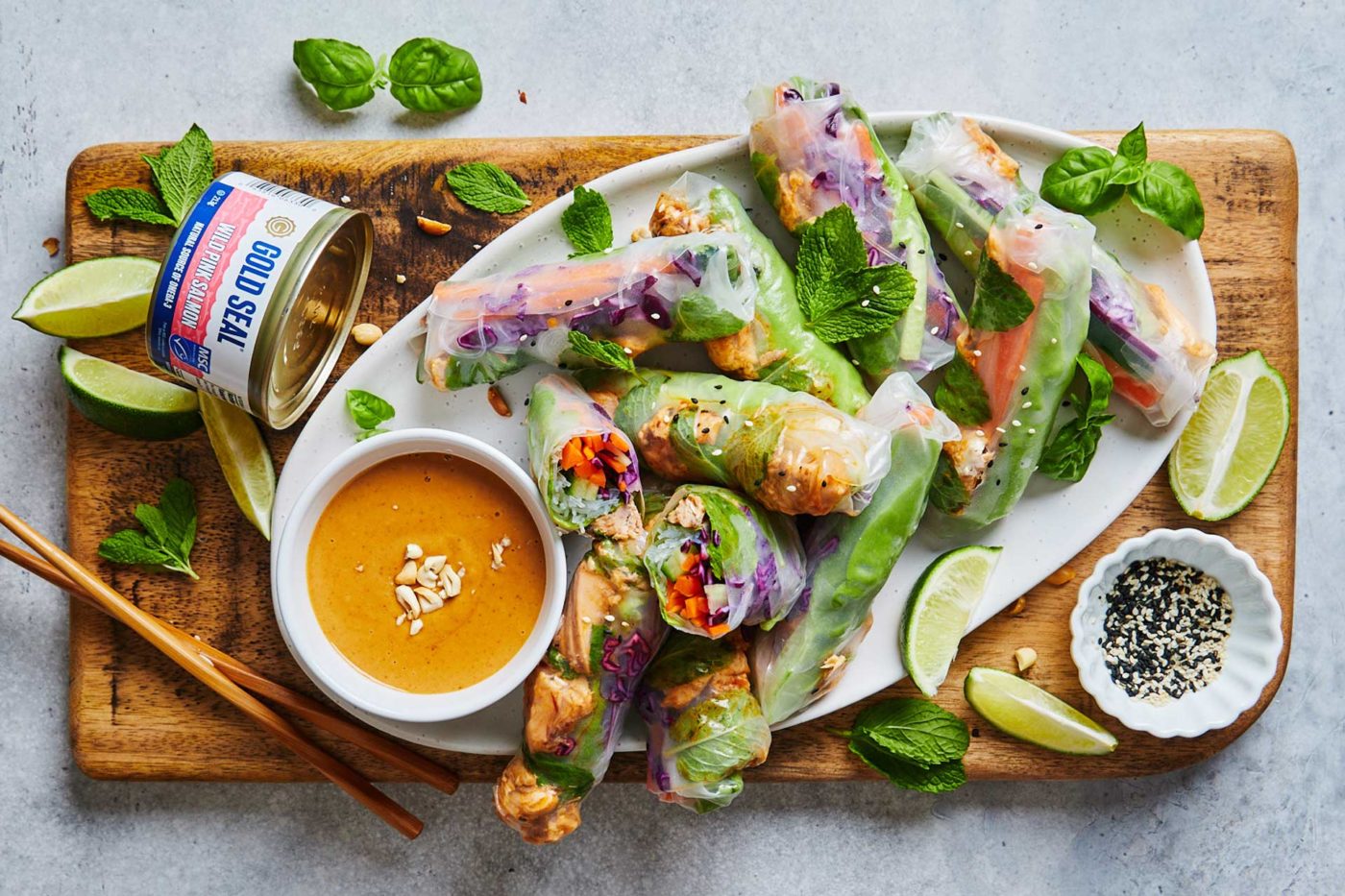 Fresh Spring Rolls with Salmon