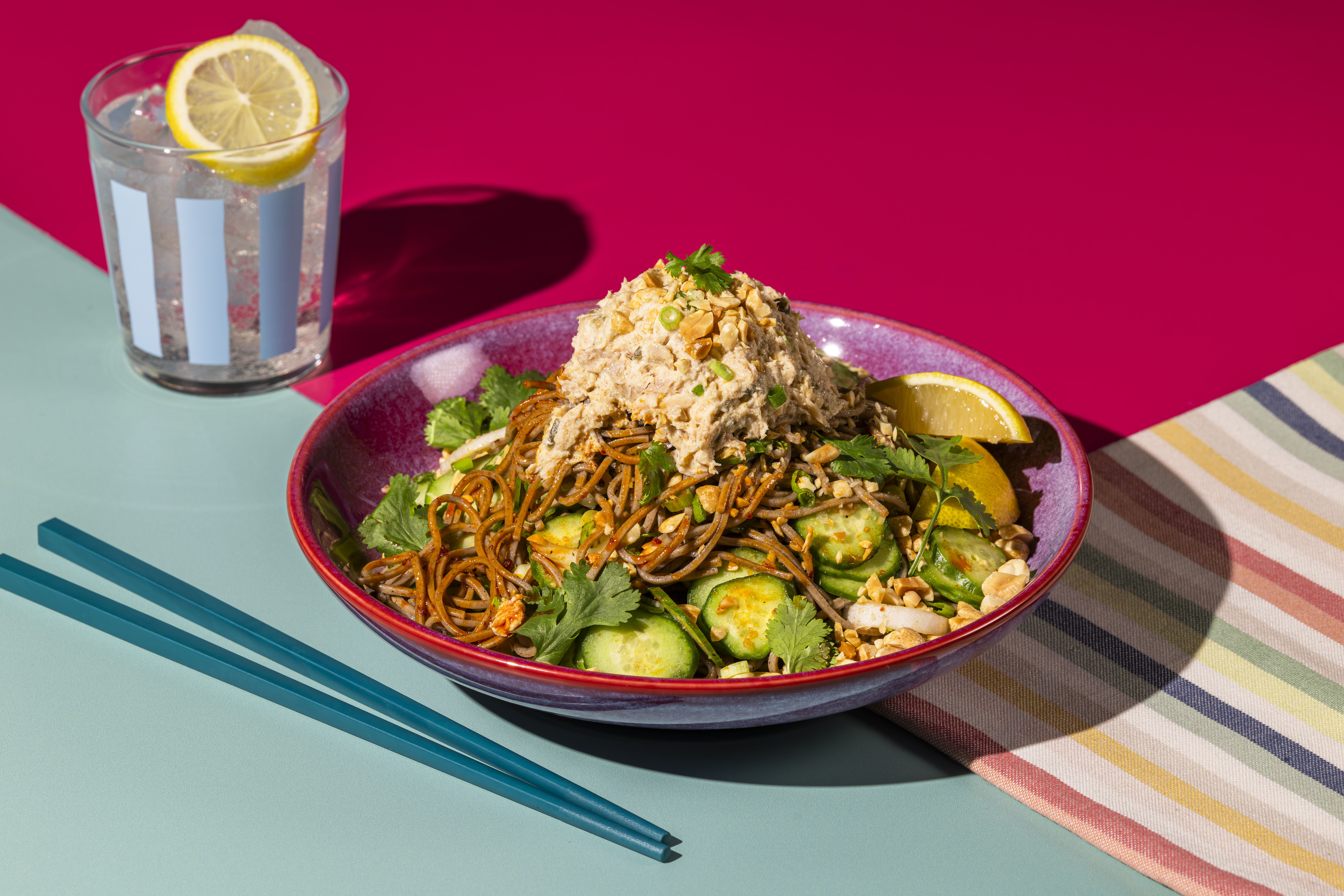 Cold Cucumber & Soba Noodle Salmon Salad